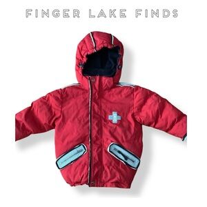 Red Souris Mini Waterproof Puffer Coat, 3